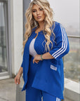 Pants and blazer set with stripes , polyester и lycra, стиlinen и елегантен за официаlinen повод.