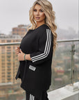 Pants and blazer set with stripes , polyester и lycra, стиlinen и модернистичен дизайн, подходящ за ежедневна обличане.