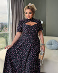 Rochie midi cu flori din bumbac