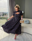 Rochie midi cu flori din bumbac