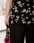 Bombažna bluza s cvetličnim motivom