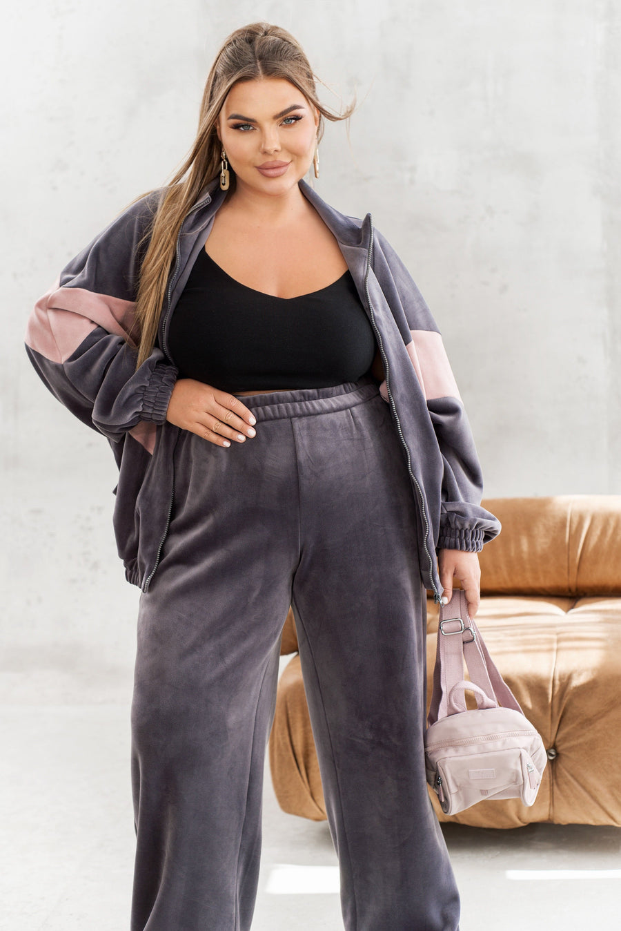 Velvet set with wide-leg pants  - Twiggy Shop