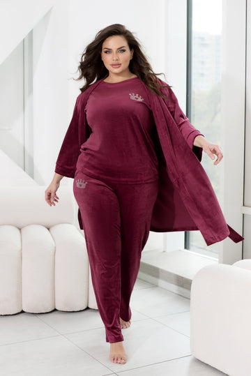 Three-piece velvet loungewear set