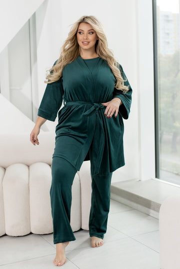 Three-piece velvet loungewear set