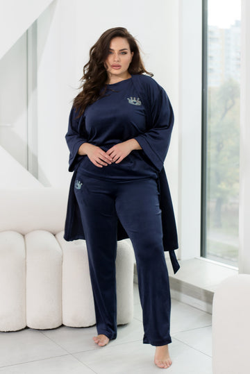 Three-piece velvet loungewear set