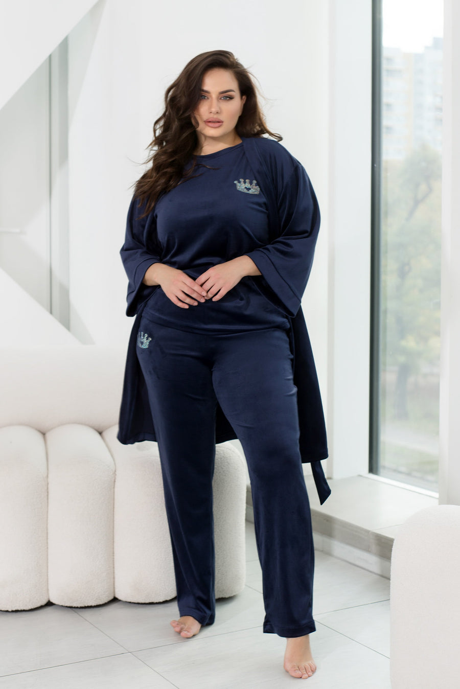 Three-piece velvet loungewear set