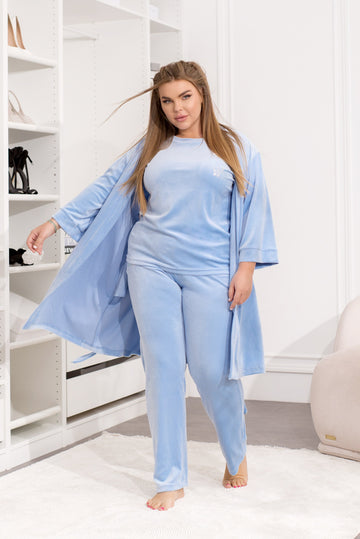 Three-piece velvet loungewear set