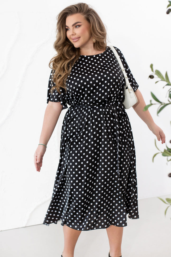 Silk midi dress with polka dots - Twiggy Shop