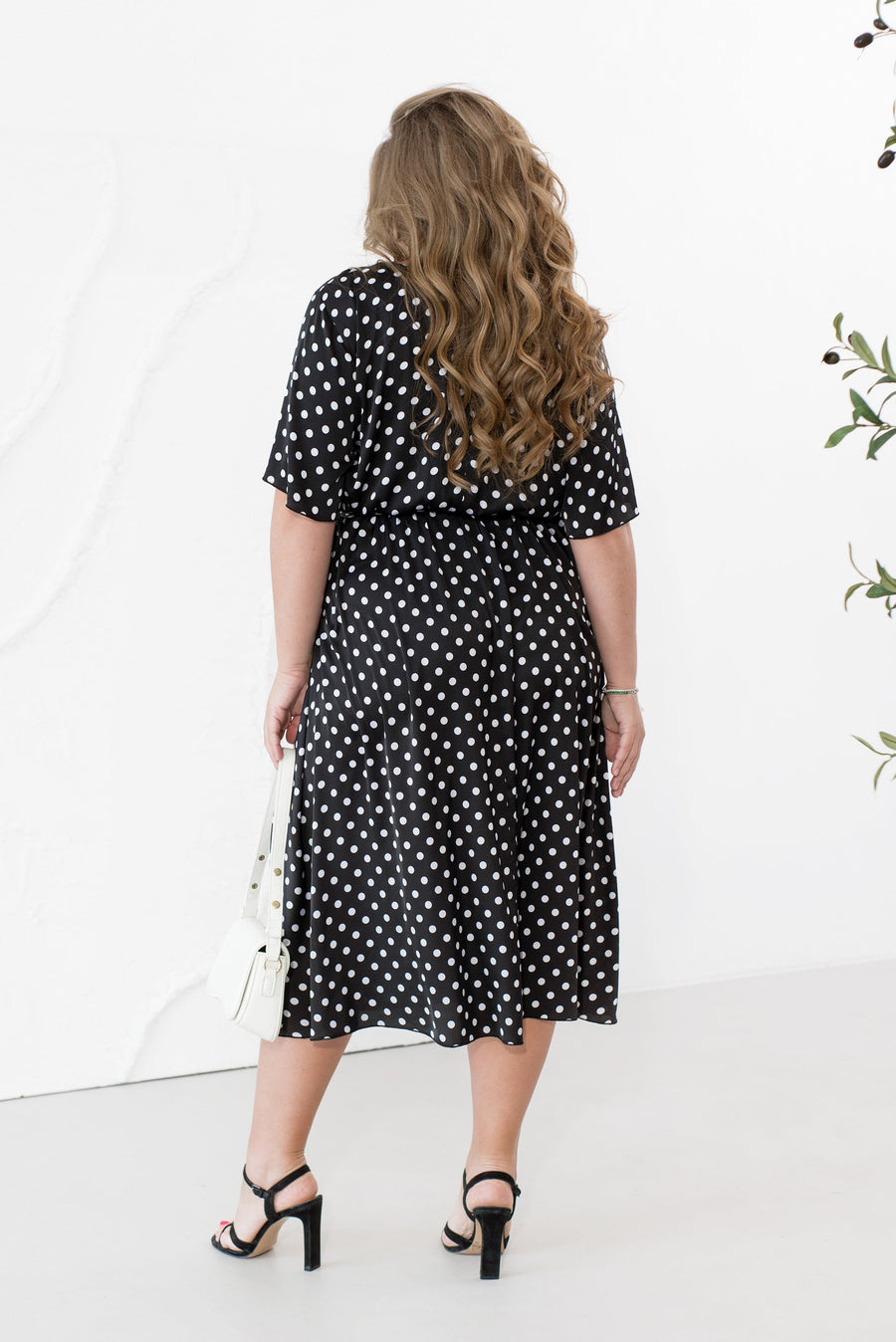 Silk midi dress with polka dots - Twiggy Shop