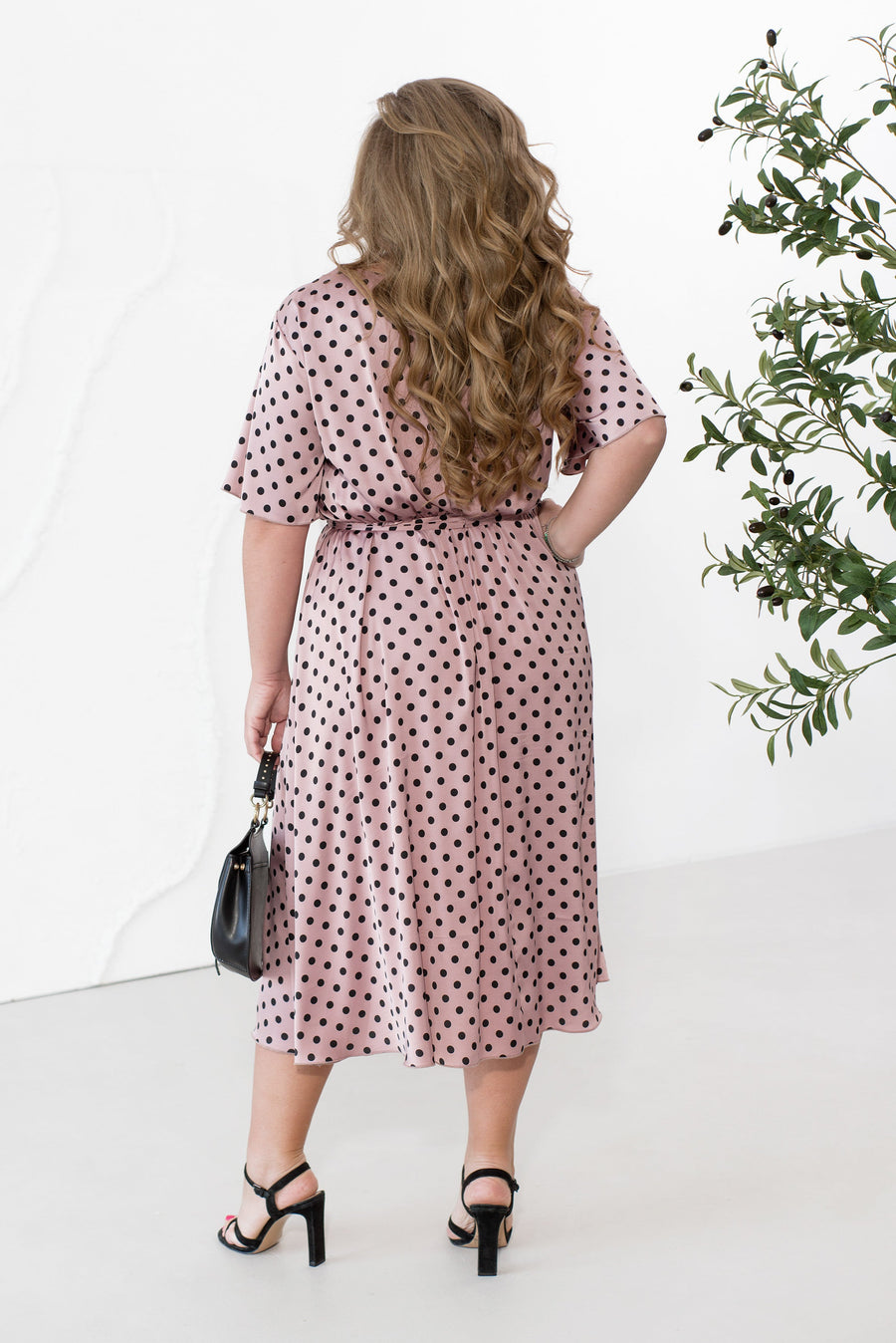 Silk midi dress with polka dots - Twiggy Shop