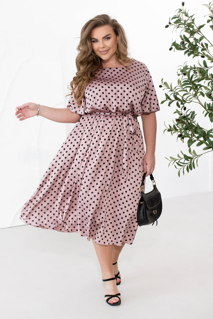 Silk midi dress with polka dots - Twiggy Shop