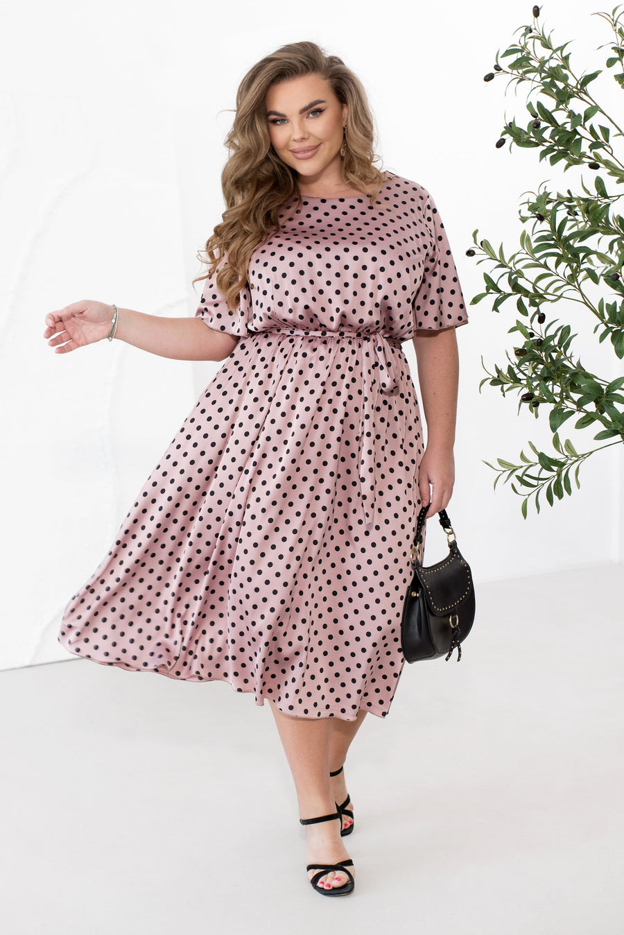 Silk midi dress with polka dots - Twiggy Shop