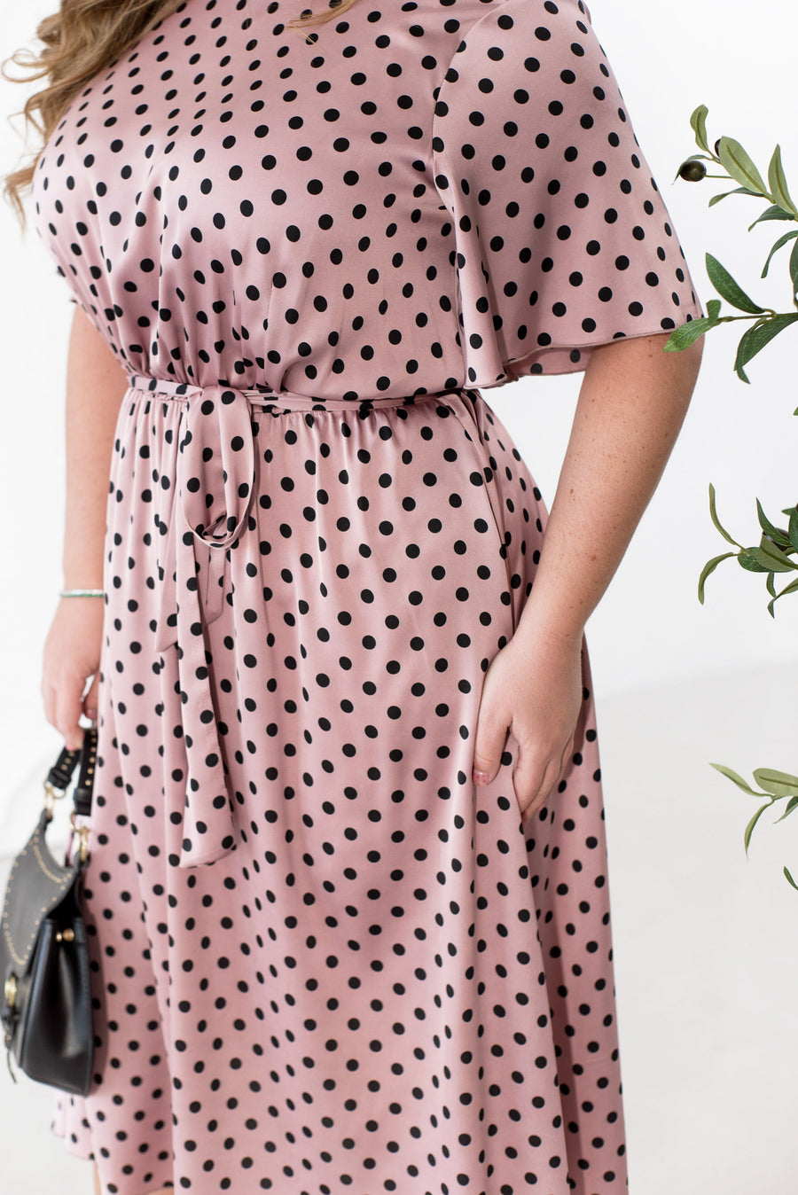 Silk midi dress with polka dots - Twiggy Shop