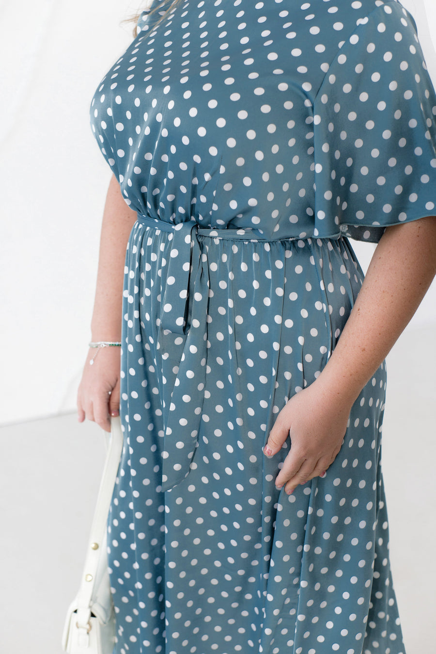 Silk midi dress with polka dots - Twiggy Shop