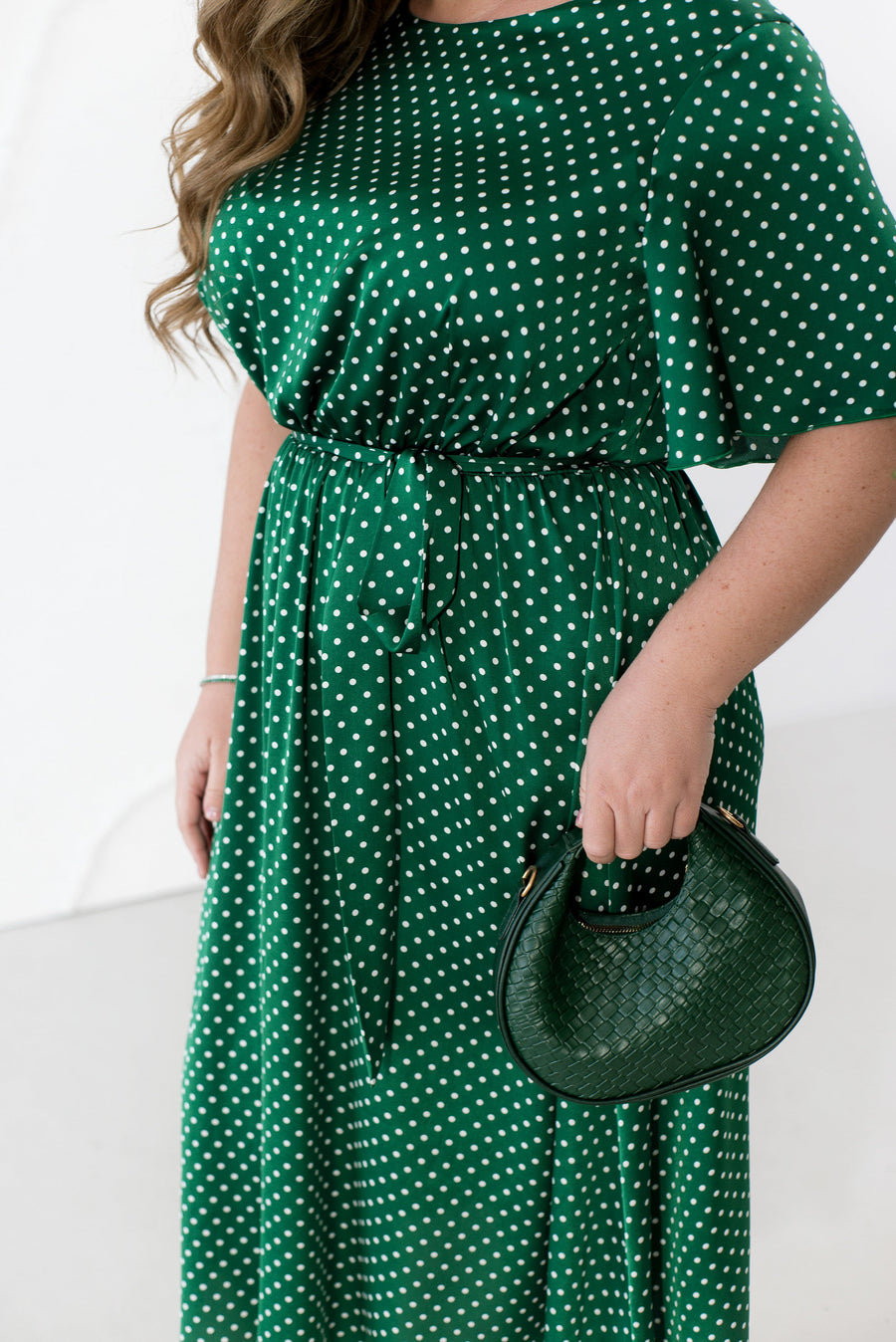 Silk midi dress with polka dots - Twiggy Shop