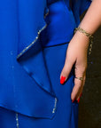 Elegant chiffon dress with rhinestones, polyester and elastane, graceful design and delicate look.