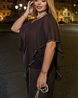 Elegant chiffon dress with rhinestones, polyester and elastane, stylish design and delicate details.
