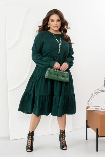 Ribbed velvet dress with ruffles