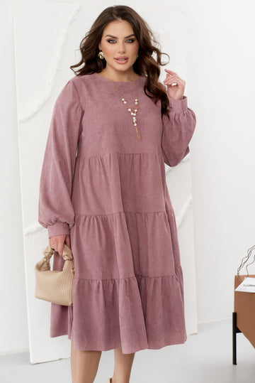 Ribbed velvet dress with ruffles