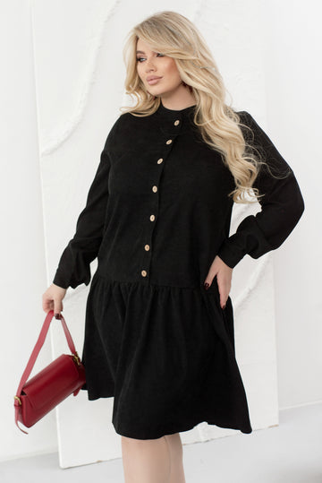 Ribbed velvet dress with buttons