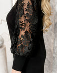 Dress with embroidered tulle sleeves