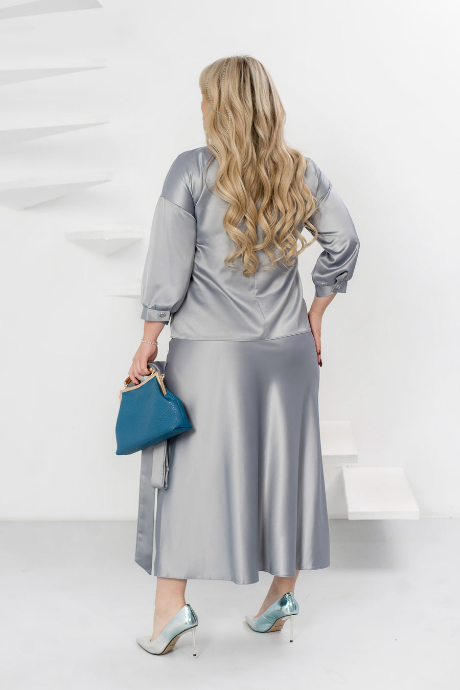 Dwuczęściowy satynowy zestaw