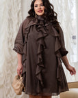 Short dress with ruffles  от марка YR, polyester и spandex, с ярки детайли и стилен дизайн, показана на изображението.