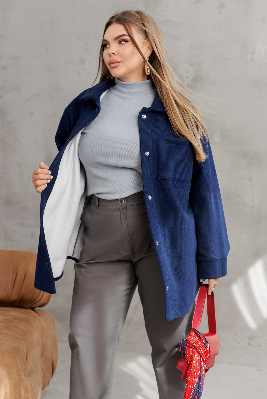 Corduroy overshirt with warm lining  - Twiggy Shop