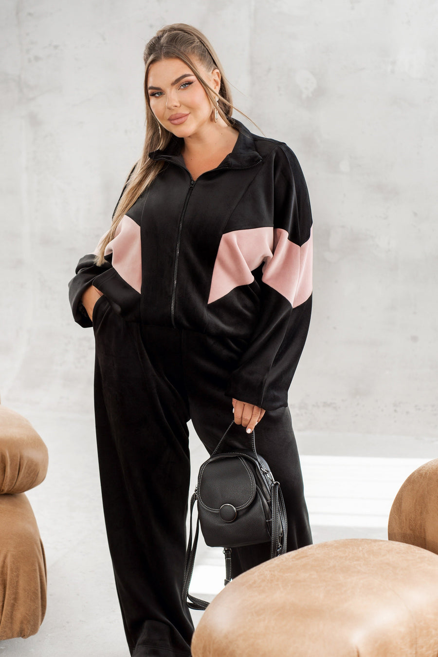 Velvet set with wide-leg pants  - Twiggy Shop