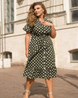 Linen polka dot dress