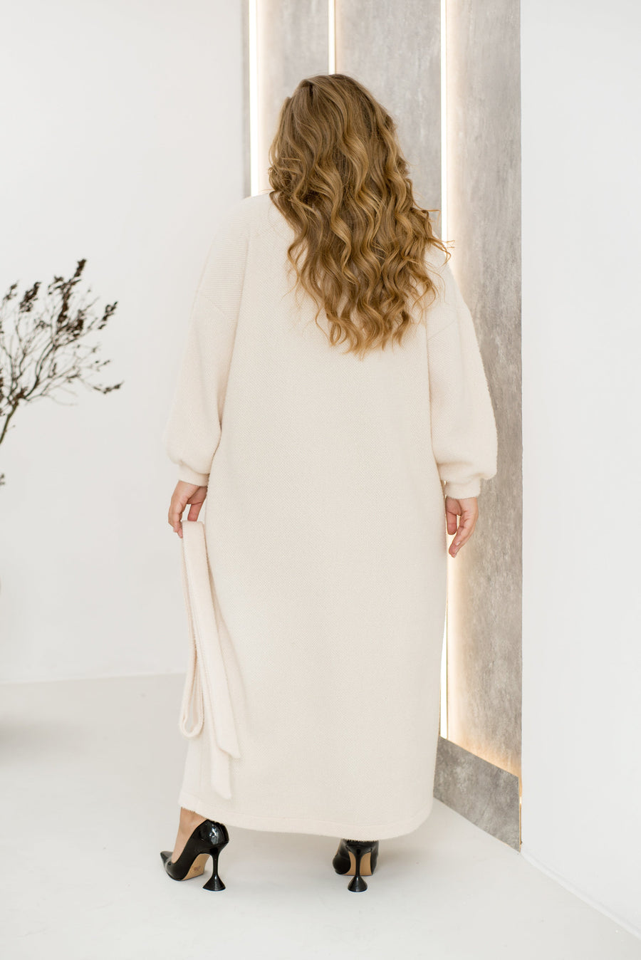 Long fluffy cardigan with belt  - Twiggy Shop