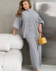 Buttoned linen set