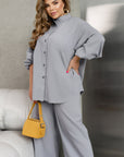 Buttoned linen set