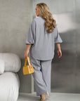 Buttoned linen set