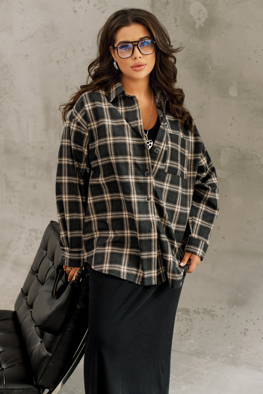 Oversized checkered shirt  - Twiggy Shop