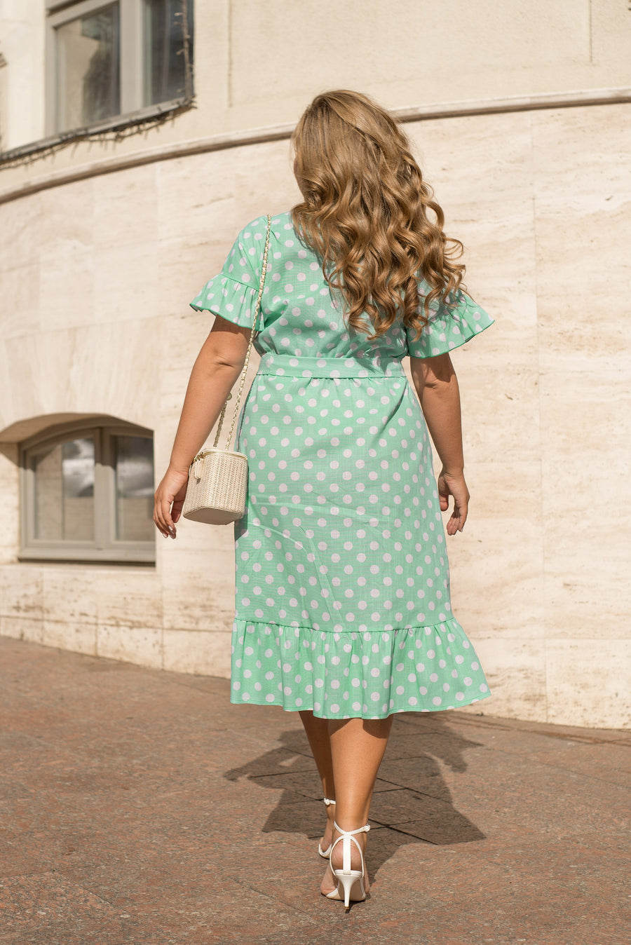 Linen polka dot dress