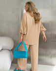 Buttoned linen set