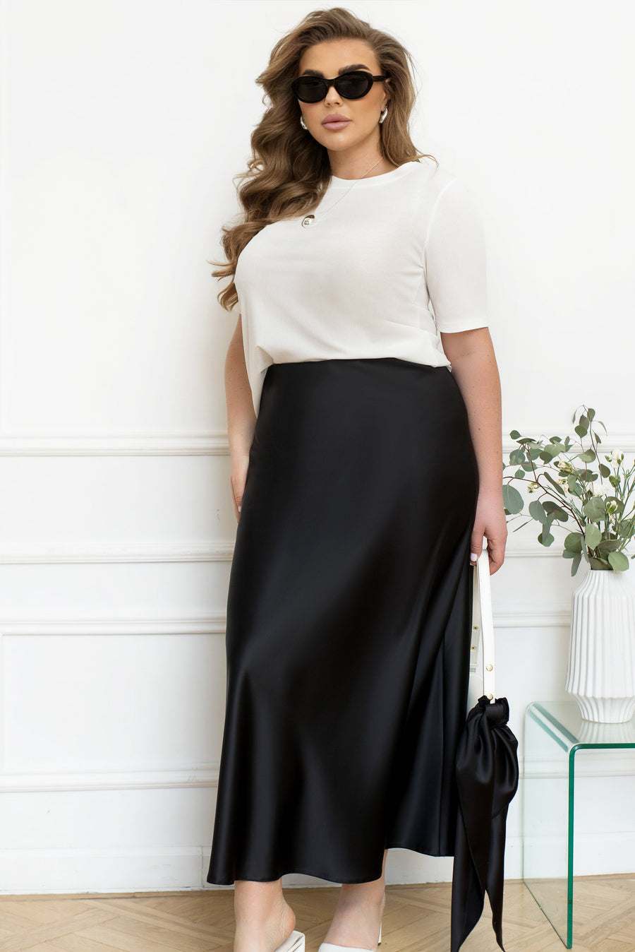 Satin midi skirt  - Twiggy Shop