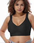 Безшевен сутиен за големи Sizeи L-6XL от nylon и elastane, показан на модел, в неутрален цвят.