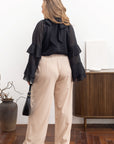 Stylish women’s blouse with ruffles and a high neckline  от марка YR, изработена от tencel и cotton, в White цвят.