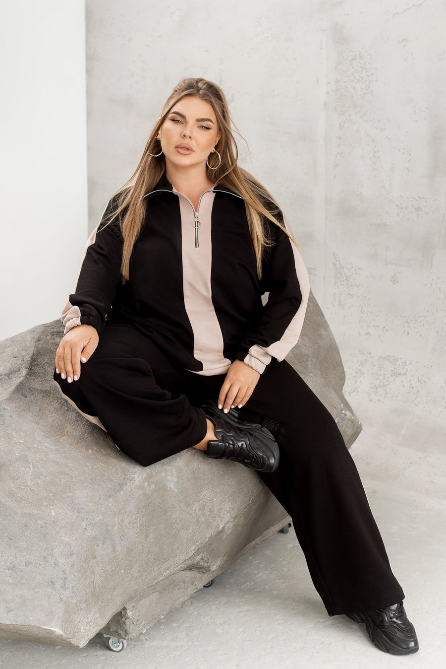 Quilted set with wide-leg trousers  - Twiggy Shop