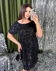Fitted dress with sequins  - Twiggy Shop