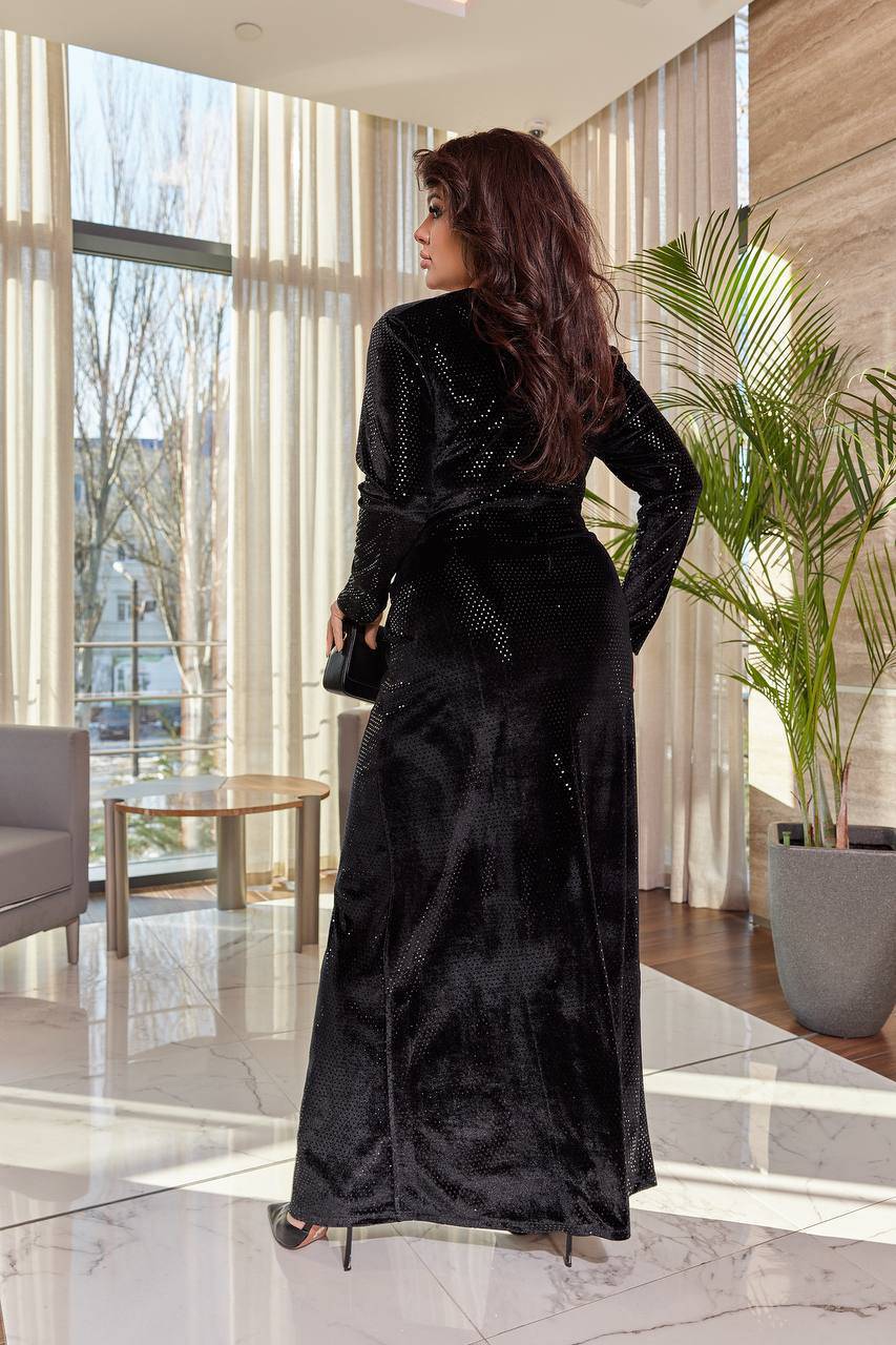 Robe longue en velours