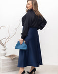 Stylish women’s blouse with a high collar and ties , модел YR, 100% polyester, с модерен дизайн и елегантен външен вид