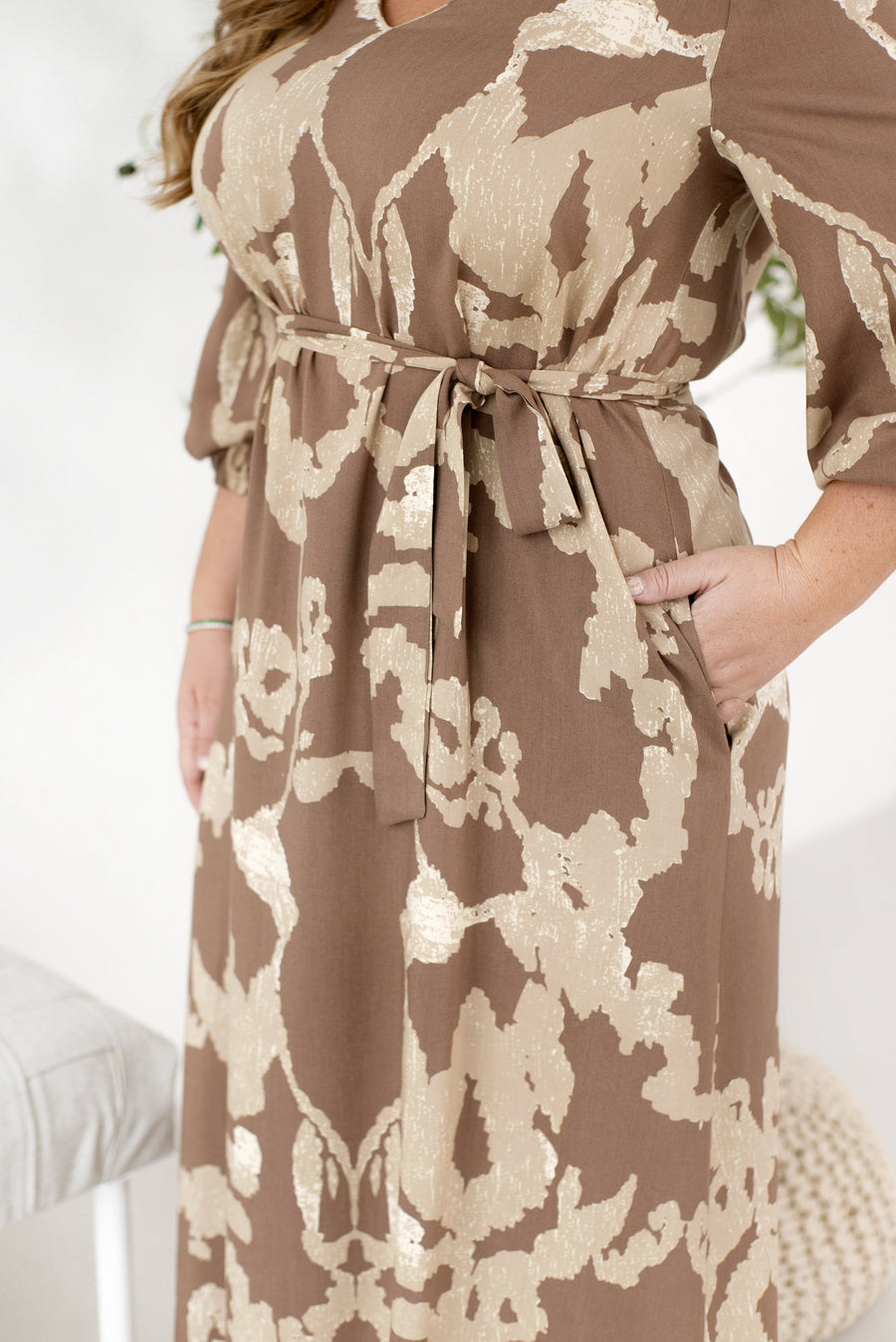 Дълга рокля с колан от cotton - Twiggy Shop