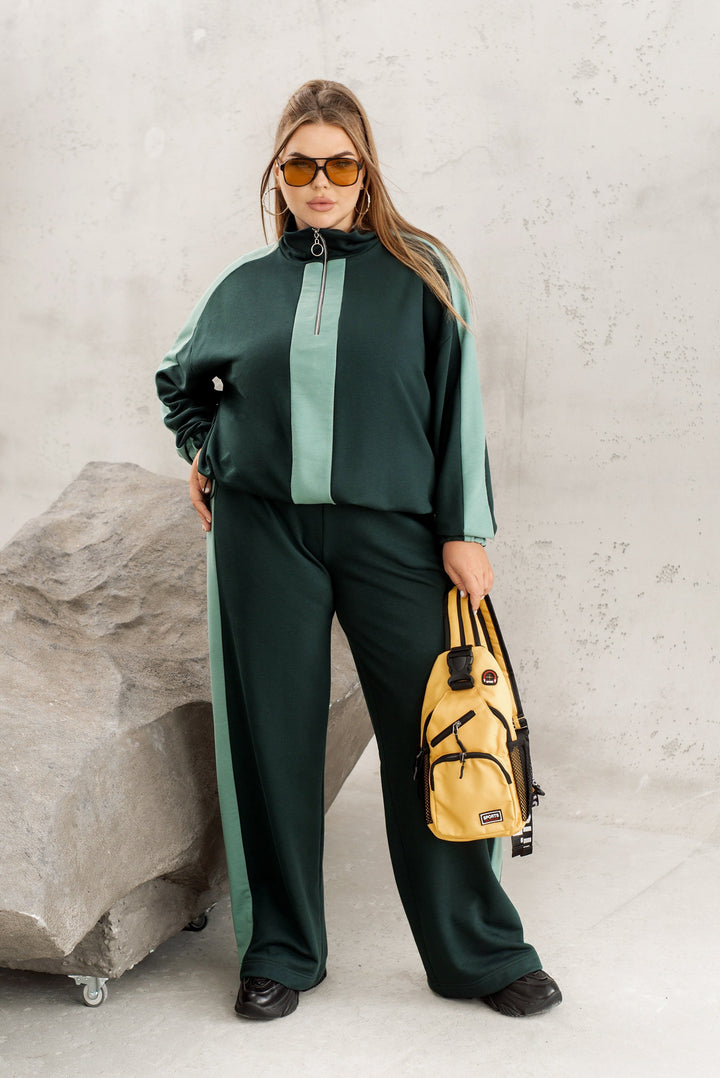 Quilted set with wide-leg trousers  - Twiggy Shop