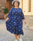 Polka dot midi-length dress