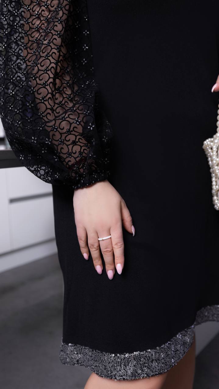 Short dress with mesh sleeves  - Twiggy Shop