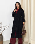 Cardigan long duveteux avec ceinture