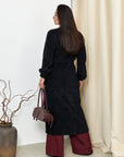 Cardigan long duveteux avec ceinture